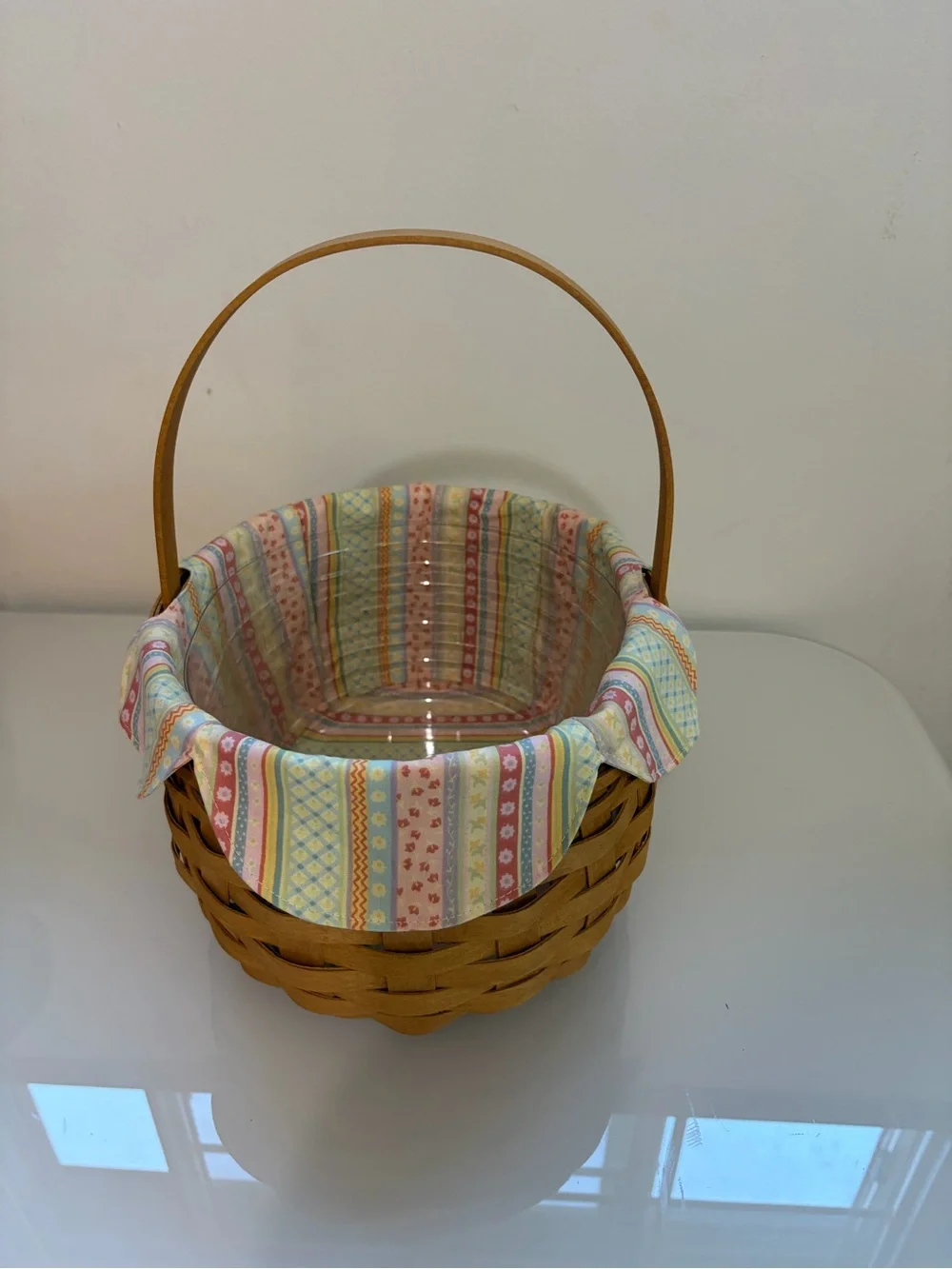 Longaberger 2008 Large Easter Pastel Multi-Stripe Lined Woven Basket